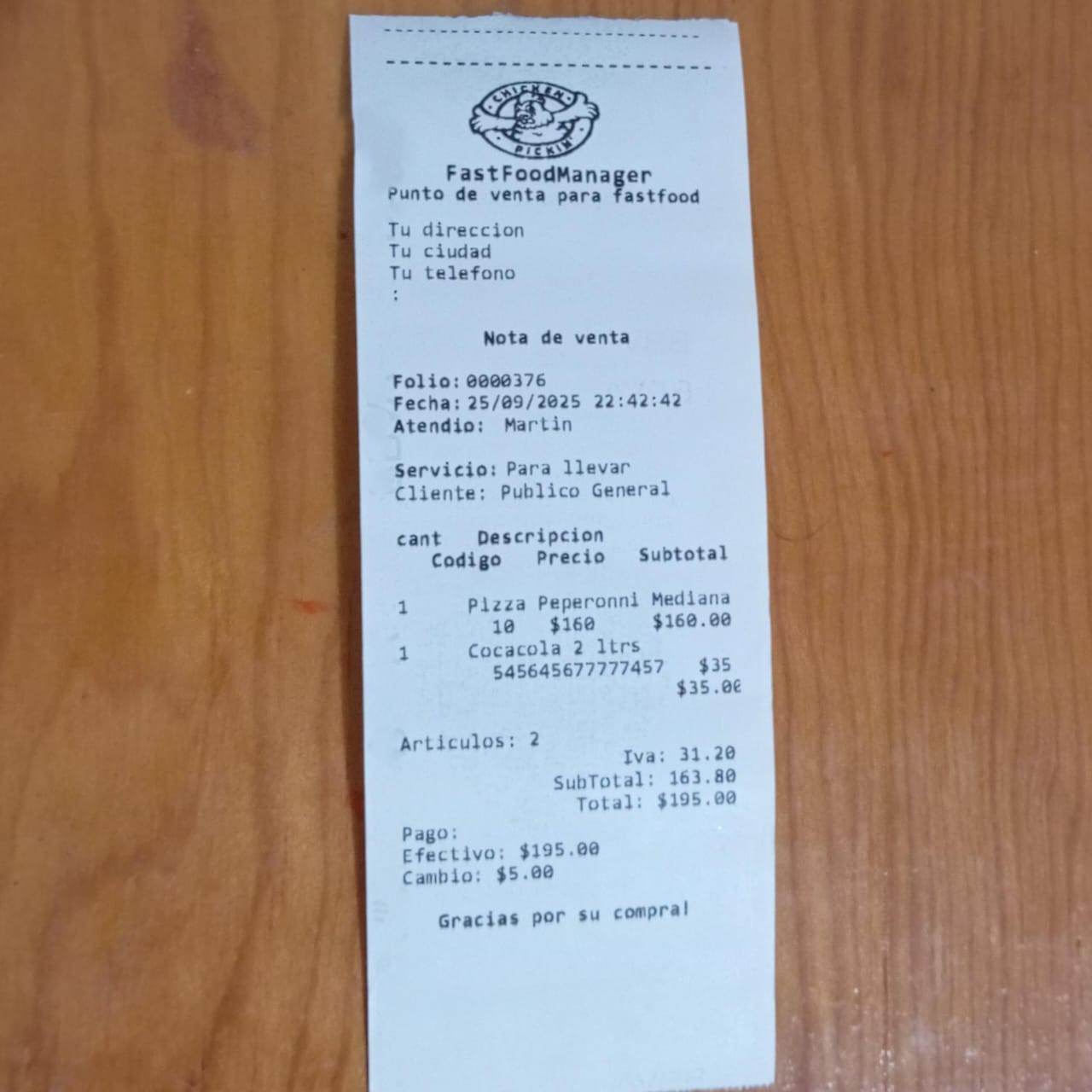 FastFoodManager en acción